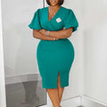 V-neck Hip Ol Split European And American Style Dress Lady T Fashions