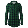 Plaid Pouch Button Cuff Comfort And Casual Printed Women's Shirt Lady T Fashions