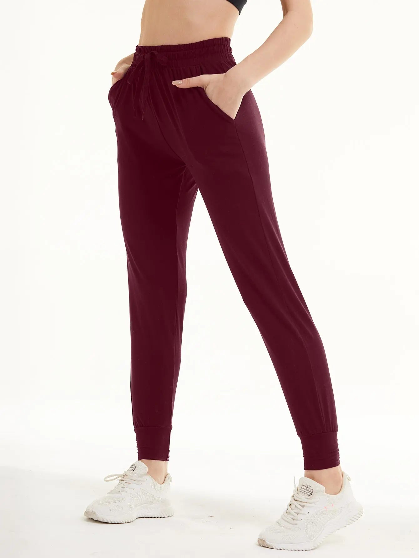 Sweatpants - Cropped New Solid Color Deep Crimson Lady T Fashions