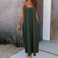 Women's Casual Summer Spaghetti Straps Maxi Dress With Pockets Loose Fit Long Dress Lady T Fashions