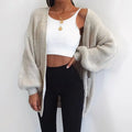 Solid color loose European and American sweater mid-length cardigan Lady T Fashions