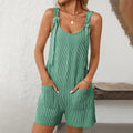 Womens Rompers Summer Casual Short Overalls Sleeveless Adjustable Tie Knot Strap Jumpsuits With Pockets Lady T Fashions