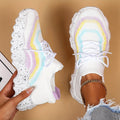 Women's Flying Woven Walking Shoes, Fashion Lace Up Outdoor Casual Sneakers, Breathable Weaving Sneakers Lady T Fashions