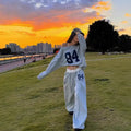 European And American Loose Casual Print Trousers Sweater Suit Lady T Fashions