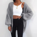Solid color loose European and American sweater mid-length cardigan Lady T Fashions