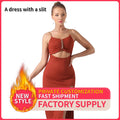 Women's Pure Color Halter Sleeveless Split Dress Lady T Fashions