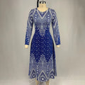 Women's Plus Size Elegant V-Neck Long Sleeve A-Line Dress With Starry Sky Print, Slim-Fit Flowy Maxi Dress For Holiday & Party Wear Lady T Fashions