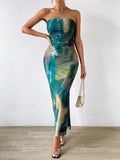 Side Slit Tie-dye Backless Sexy Sheath Dress Lady T Fashions