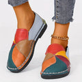 [Fashion Loafers] Soft Colorblock Women's Flat Loafers | Fashion Round Toe Slip On Faux Leather Shoes, Casual Walking Anti-skid Shoes Lady T Fashions
