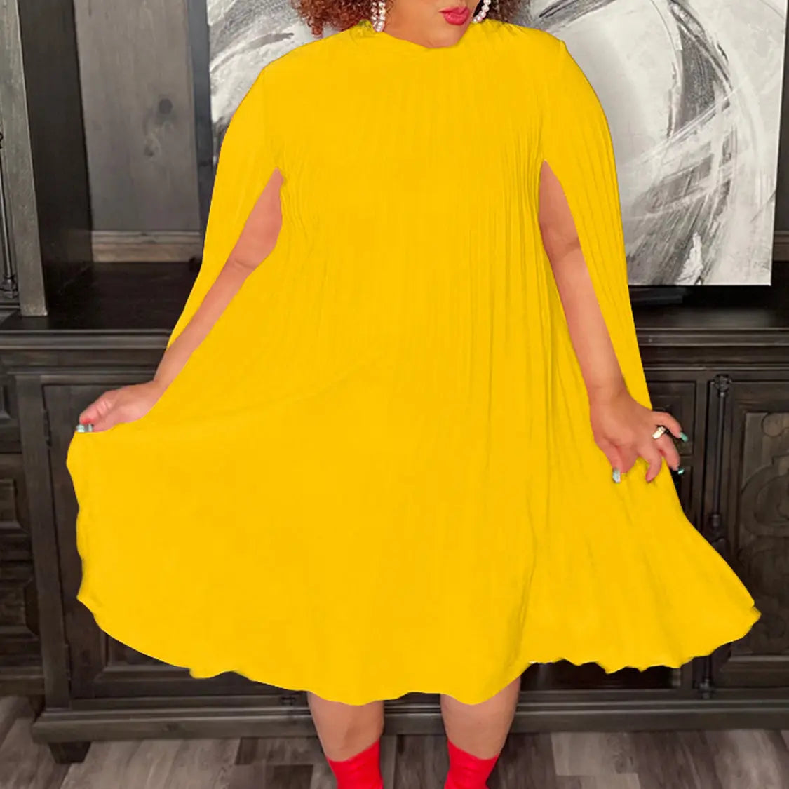 Cape Loose Pleated Plus Size African Dress Lady T Fashions