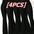 4pcs High-Waisted Flare Sharkskin Leggings Slim Fit, Lightweight & Sculpting Yoga Pants Lady T Fashions