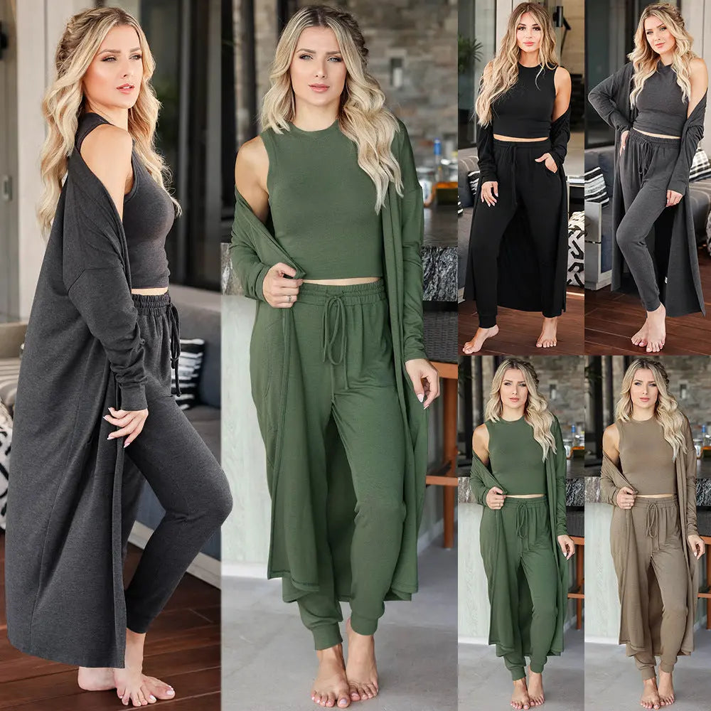 Women's Knitted Slim-fit Temperament Vest And Trousers Sports Suit Lady T Fashions