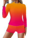 Blue Split Beach Swimsuit Sexy Ladies Outdoor Swimming Long Sleeve Upper Fitted Surfsuit Lady T Fashions