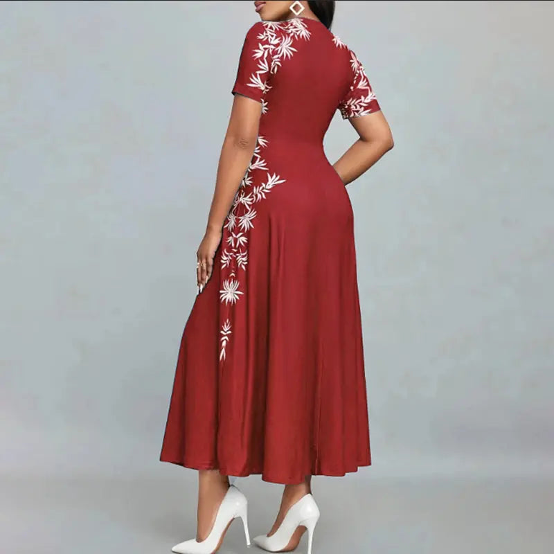 Women's Elegant Short Sleeve Maxi Dresses Casual Empire Waist Long Dress Lady T Fashions