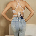 Ladies' Fashionable And Sexy Hollow Out Back Lace Up Solid Color Vest Top Lady T Fashions