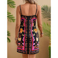 Women Spaghetti Strap Summer Dress V Neck Wrap Waist Tie Casual Beach Sundress Holiday Vacation Mini Dress Lady T Fashions