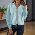 Women's Solid Color Jacquard Short Sleeve Casual Jacket Baseball Collar With Zipper Spring & Fall Lightweight Outerwear Lady T Fashions