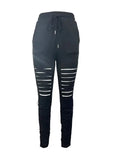 Ladies' Fashionable Casual Solid Color Autumn And Winter Perforated Pants Lady T Fashions