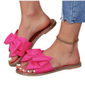Flat Bottom Rhinestone Bowknot Slippers Women's Cloth Sandals null
