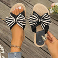 One-word Women's Slippers Hemp Rope Straw Woven Summer New Outdoor Stripes Lady T Fashions