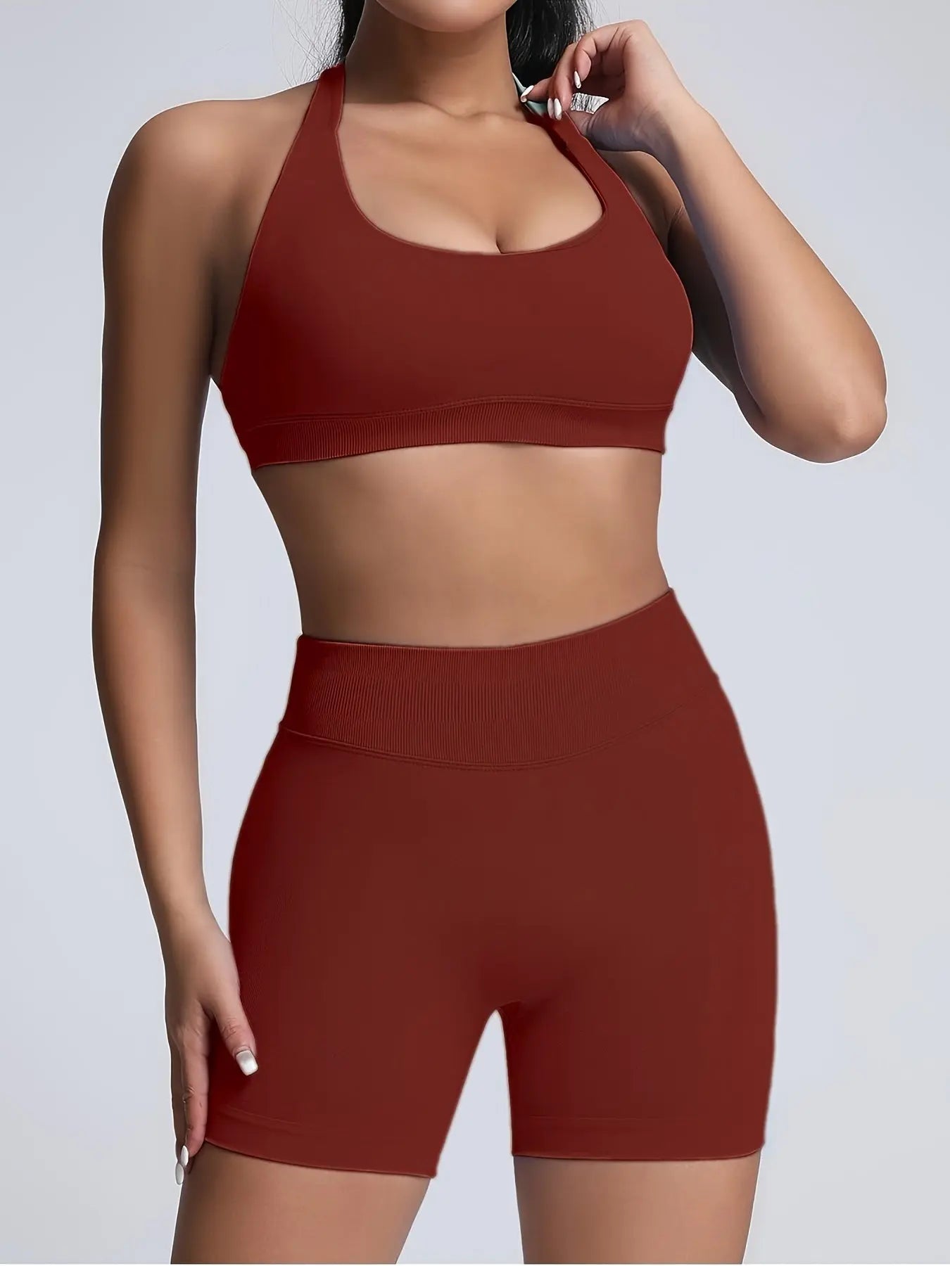 Women's Yoga Workout Set  Sports Bra High-Waist Shorts  Quick-Dry  Breathable Lady T Fashions