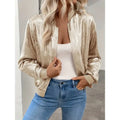 Women's Leopard Print Zip Up Lightweight Bomber Jacket Casual Long Sleeve Outerwear Lady T Fashions