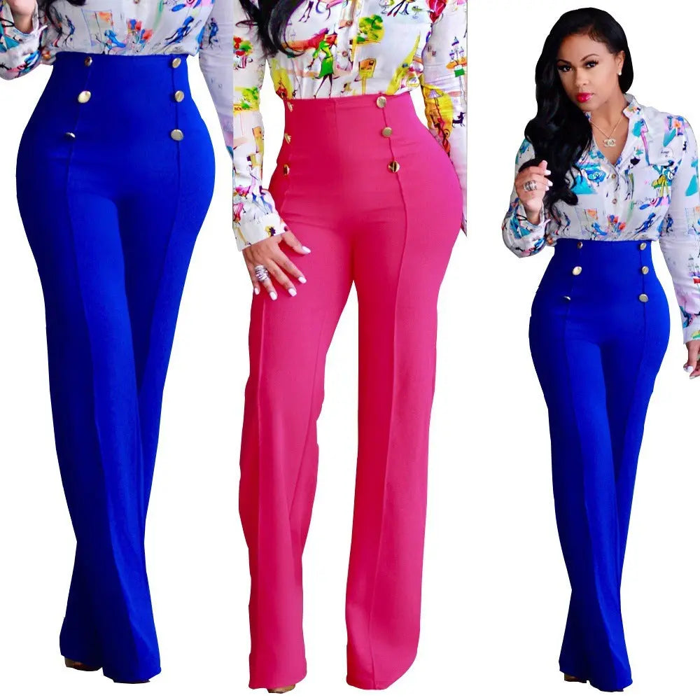 Double breasted flared pants Lady T Fashions