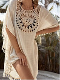 Women's Crochet Lace Tassel Beach Cover-Up Dress Lady T Fashions