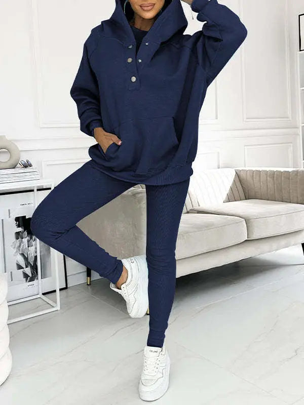 Women's Solid Color Vest Hoodie And Pants Set Lady T Fashions