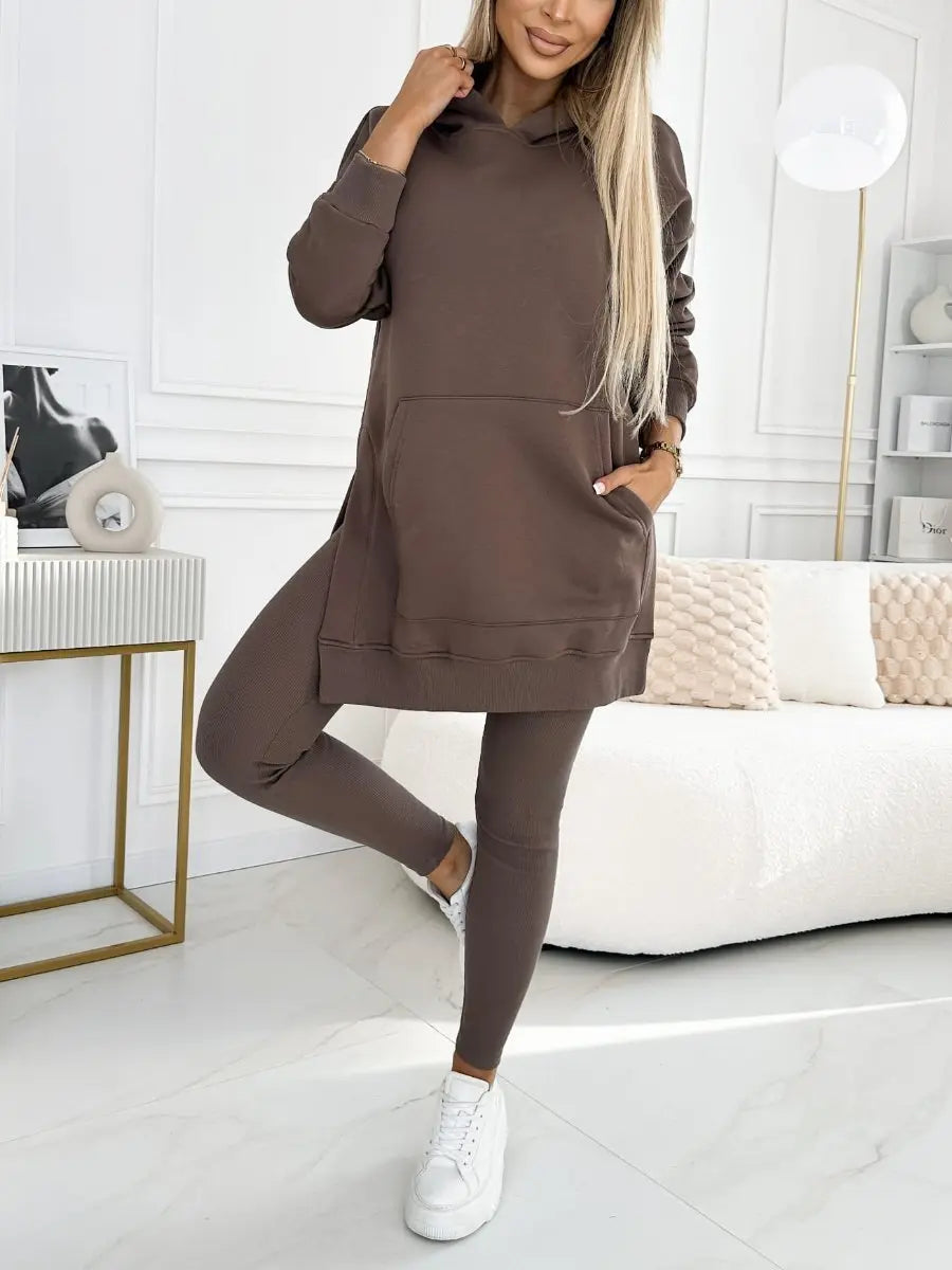 Sports Casual Hooded Sweater Thickened Underwear Leggings Two-piece Suit Lady T Fashions