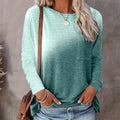 Women's 2Pack Tops Spring Fall Casual Gradient Color Round Neck Long Sleeve T Shirt Blouse Lady T Fashions