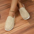 Women's Slip On Flat Loafers, Lightweight Round Toe Canvas Shoes, Casual Low Top Mules Lady T Fashions