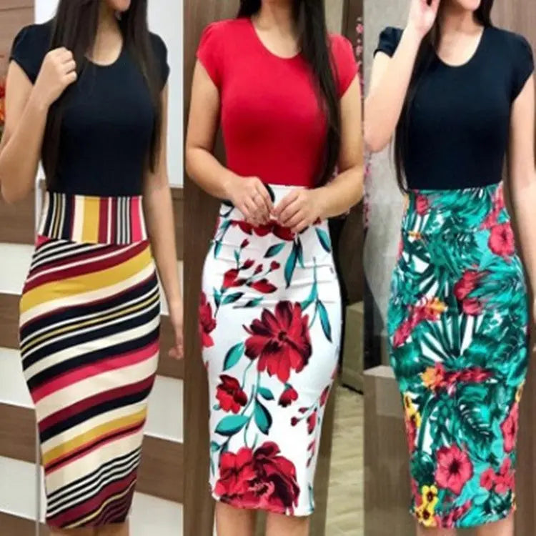 Printed Office Midi Pencil Dress Large Women Dress Lady T Fashions