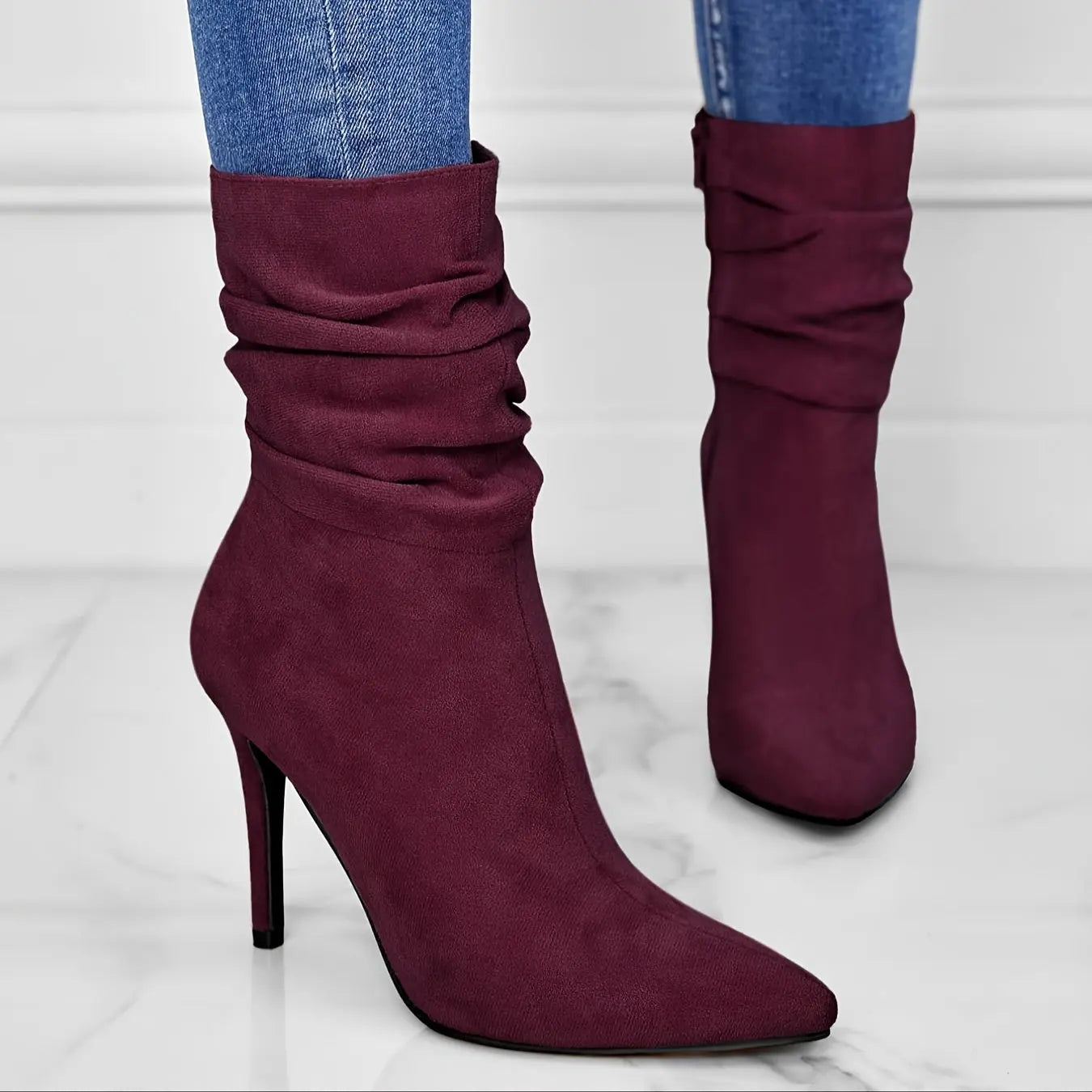 Women's Mid-Calf Boots, Plain Fashionable Boots with Zipper for Comfort and Casual Wear, Round Toe in the Middle of Calf Lady T Fashions