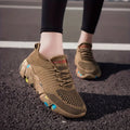 Women's Breathable Flying Woven Sneakers, Casual Lace Up Outdoor Shoes, Lightweight Low Top Trainers Lady T Fashions