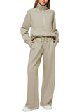 Solid Color Long-sleeved Sweater Trousers Suit Women's Suit Lady T Fashions
