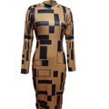 Women's Round Neck Dress With Color Block Splicing Dress Lady T Fashions