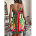 Women Spaghetti Strap Summer Dress V Neck Wrap Waist Tie Casual Beach Sundress Holiday Vacation Mini Dress Lady T Fashions