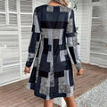 Women's Round Neck Long Sleeve Dress - Digital Print Casual Elegant Spring & Fall Dress Lady T Fashions