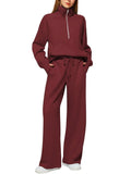Solid Color Long-sleeved Sweater Trousers Suit Women's Suit Lady T Fashions