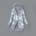 Autumn And Winter Jacket Printed Hooded Wool Liner Knit Midi Length Lady T Fashions