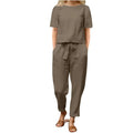 Women's Cotton And Linen Wide-leg Pants Suit Lady T Fashions