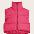 Women'S Sleeveless Vest - Vibrant Pink Slim-Fit Alternative Coat with Drawstring Hood, Zipper Front & Pockets for Fall/Winter Casual Wear, Casual Winter Wear | High Neckline Vest | Zippered Jacket Lady T Fashions