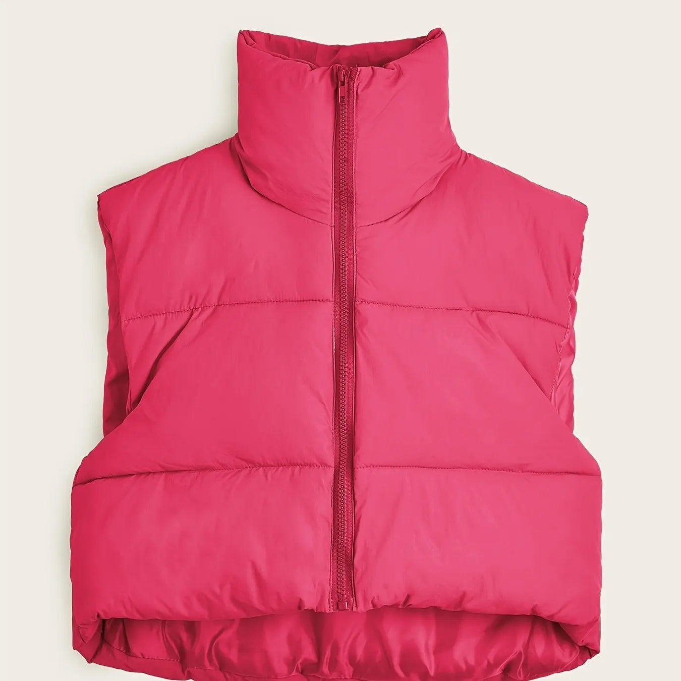 Women'S Sleeveless Vest - Vibrant Pink Slim-Fit Alternative Coat with Drawstring Hood, Zipper Front & Pockets for Fall/Winter Casual Wear, Casual Winter Wear | High Neckline Vest | Zippered Jacket Lady T Fashions