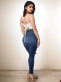 Versatile Women's High Waisted Elastic Ripped Tight Jeans, High-quality, Easy To Fit, Comfortable And Fashionable - Street Style Sexy Basic Jeans, Women's Jeans And Clothing Lady T Fashions