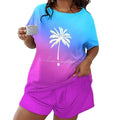 Love Patch Short Sleeve Pajamas Leopard Print Shorts Two-piece Suit Lady T Fashions