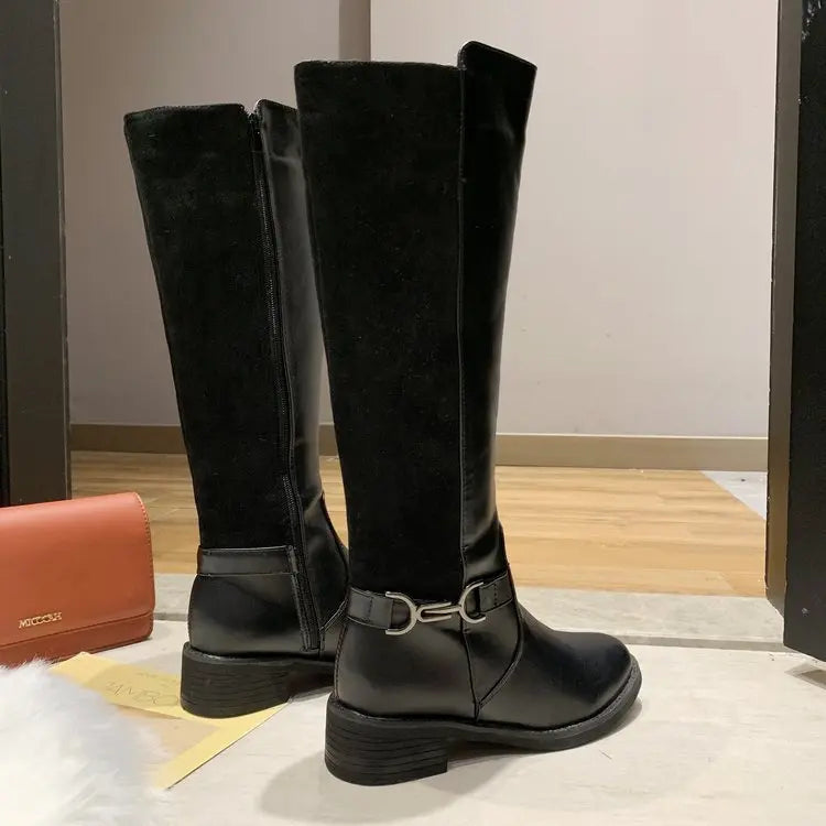 Two-tone Autumn And Winter High-top Long Boots Lady T Fashions