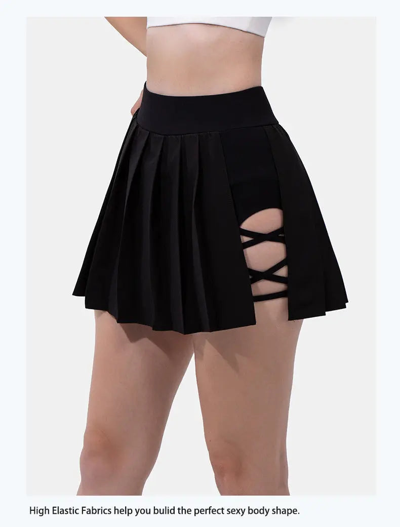 Pleated Exercise Skirt Anti-exposure Feather Tennis Yoga Skirts Lady T Fashions