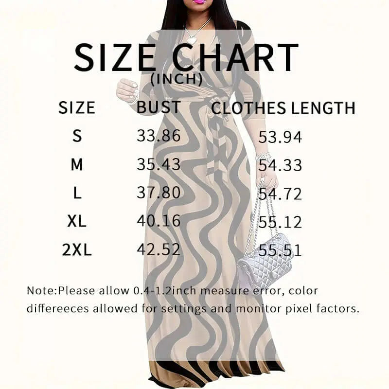 Women's Summer Geometric Print Maxi Dresses Casual 3 4 Sleeve V-Neck Tie Waist Long Dress Lady T Fashions