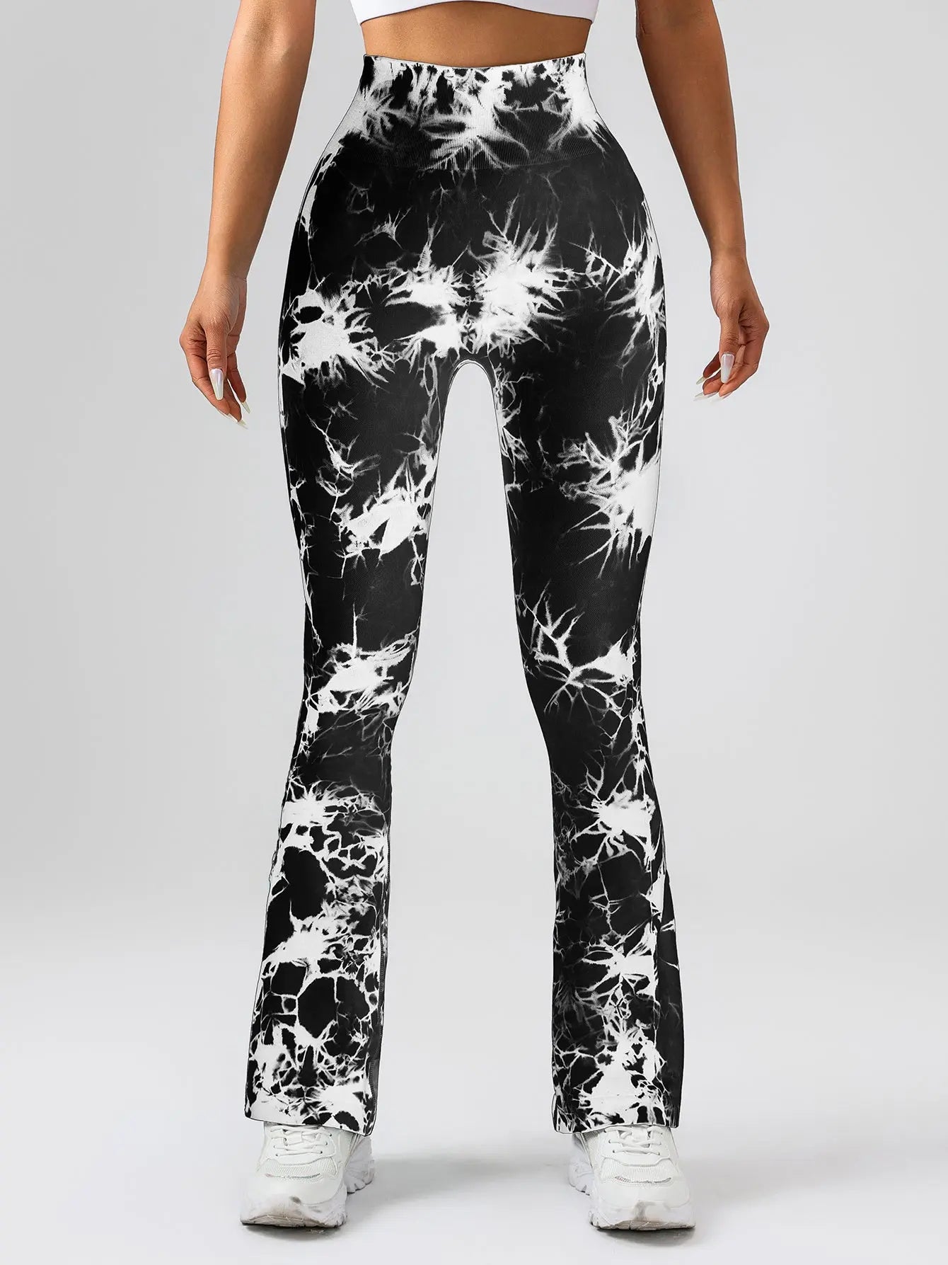 High-Waist Tummy Control Flare Yoga Pants For Women, Tie-Dye Stretch Slimming Bootcut Workout Pants, Fitness & Sports Activewear Lady T Fashions